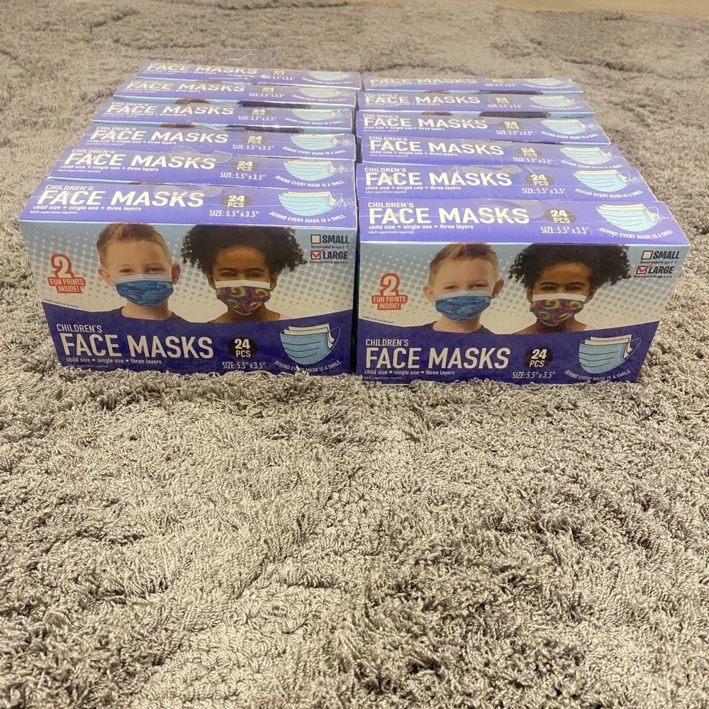 Children’s Face Masks-Set of 12 Boxes-Large-24 ct each Box